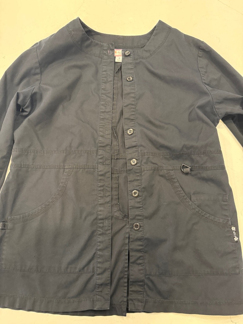 koi Navy Blue Lightweight Button-Front Women's Jacket